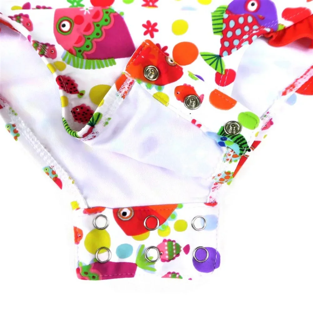 Snapme Rash Guard Fish Ruffle One Piece Swimsuit 3
